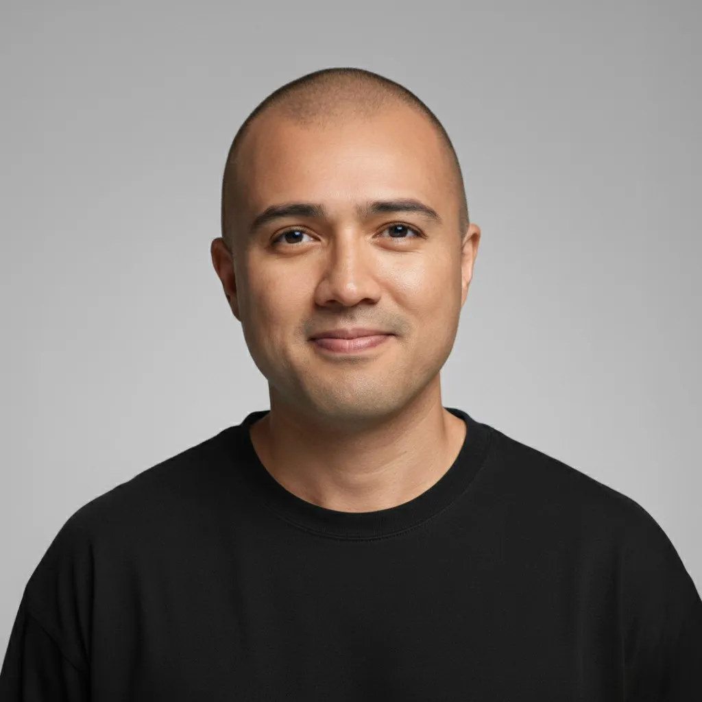 A grayscale professional portrait of Ozan Korkut, posing against a neutral background; the expression is friendly and approachable.